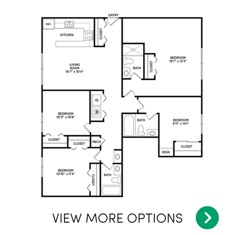 4 bedroom apartment floor plans in East Lansing, MI near Michigan State University | Glenwood
